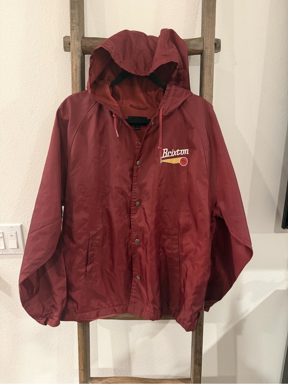 Brixton Maroon Hooded Windbreaker Jacket